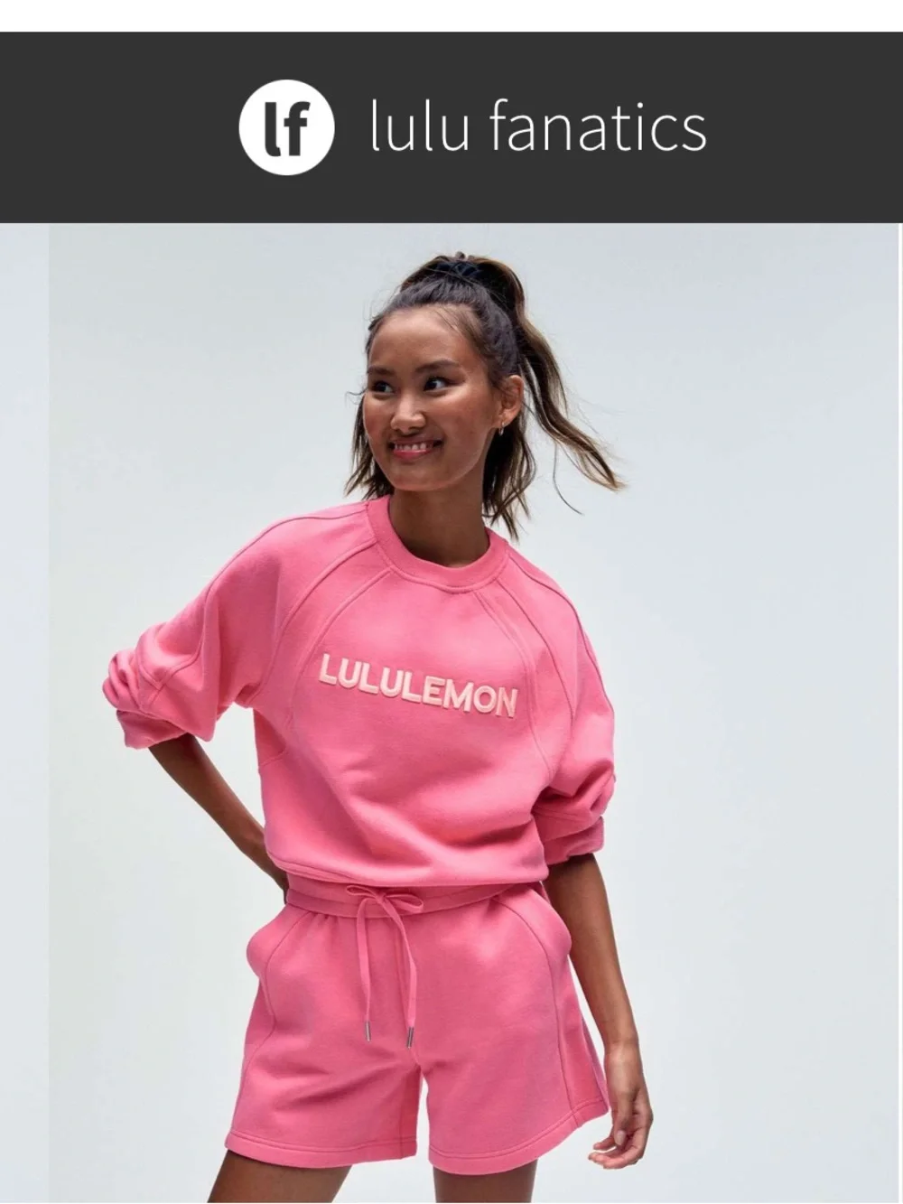 Lululemon Scuba Oversized Pullover Wordmark LOGO Sz XS/S Sakura Pink GRAPHIC